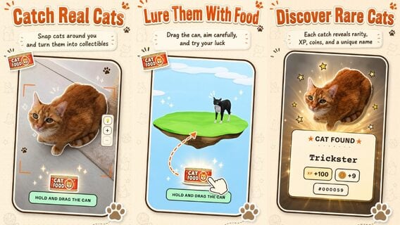 CatchCat convierte la paseo en una cacería de cartas felinas